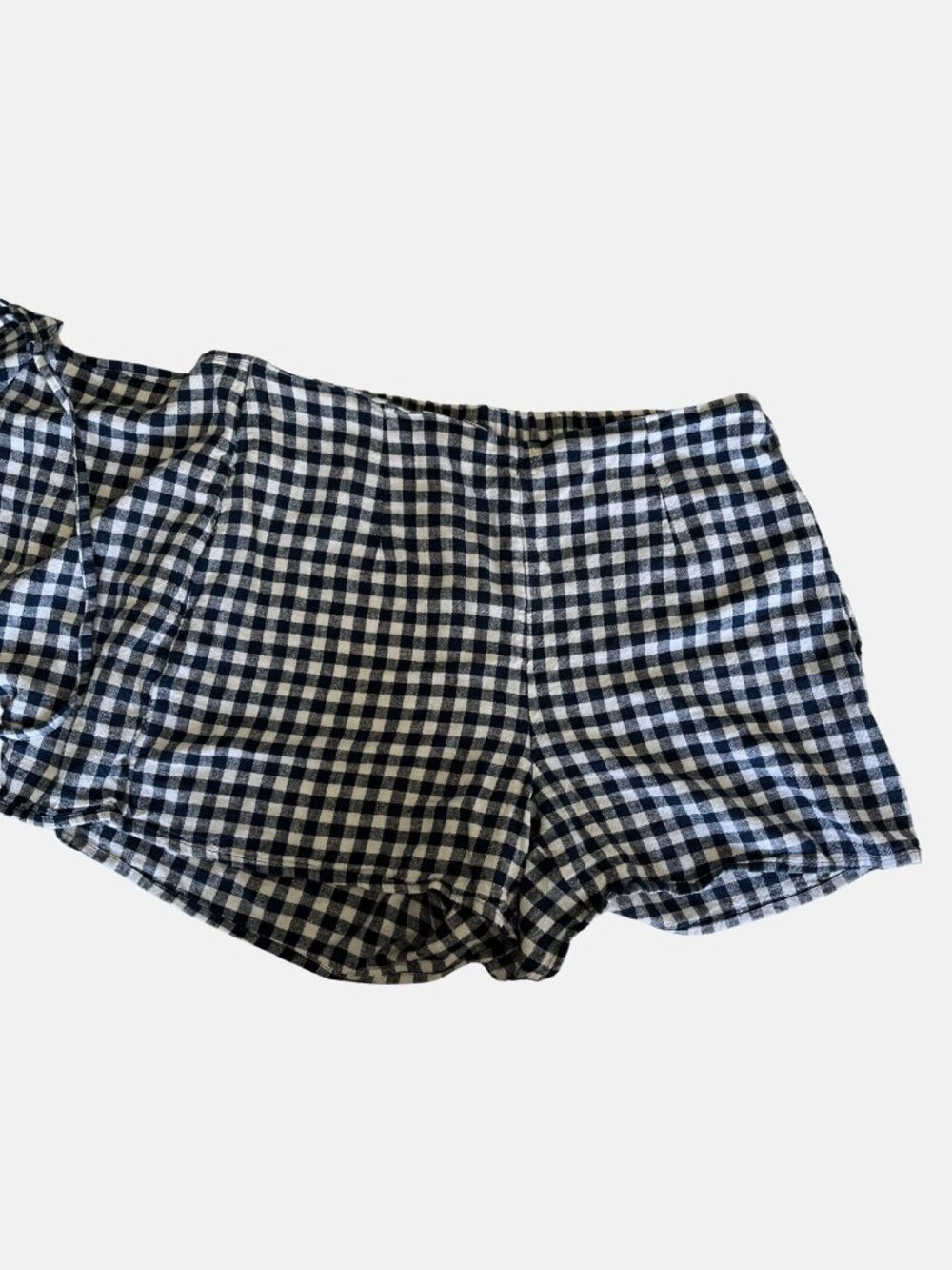 NWOT Old Navy High Waisted Wrap Mini Skort Linen Blend Blue White Gingham Size M - Picture 8 of 9